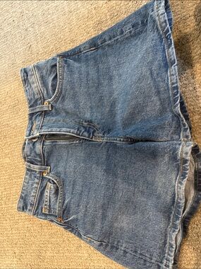 H&M High-Waist Washed Blue Denim Shorts